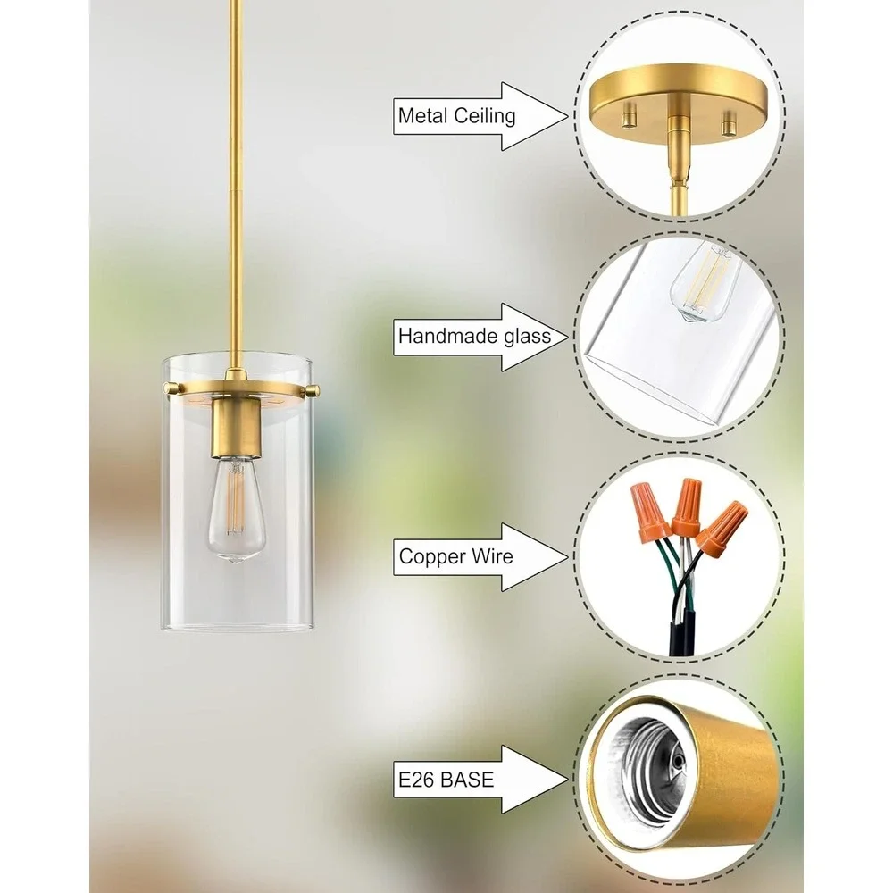 2 Pack Pendant Lighting Brushed Bronze‎ Kitchen Island Hanging Ceiling